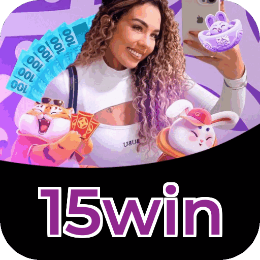 Interface do aplicativo 15win mostrando jogos disponíveis no iOS e Android